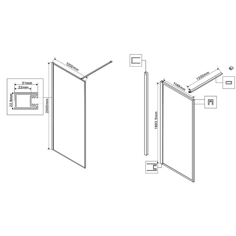Душевая перегородка Vincea Walk-In 120 VSW-1HP120GWBG