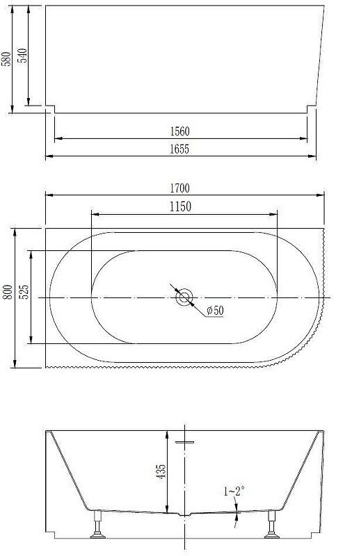 Акриловая ванна Vincea 170х80 VBT-428-1700L