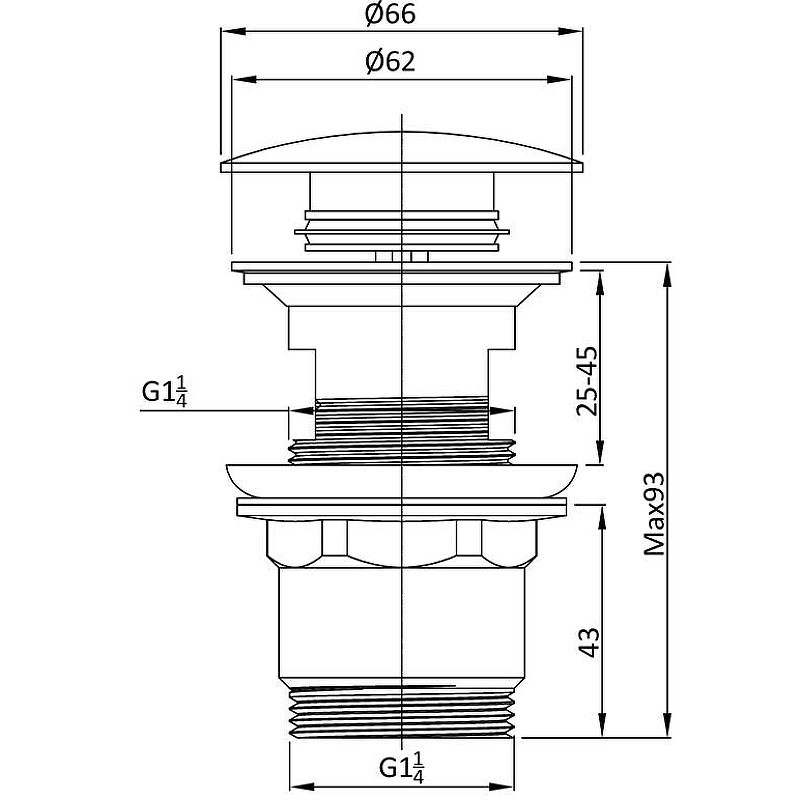 донный клапан Vincea DPU-1B01MB click-clack