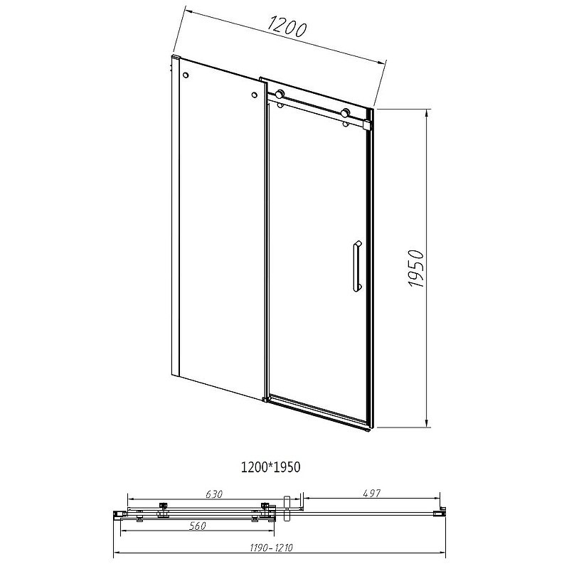 Душевая дверь Vincea Como-N 120 VDS-4CN120CLB
