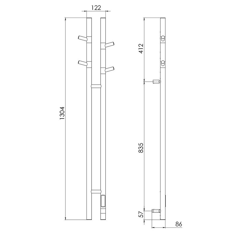 Электрический полотенцесушитель Vincea 25х130 VTD-1D2BE