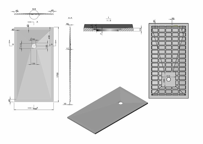 Душевой поддон из искусственного камня Vincea 170x90 VST-4SR9017W
