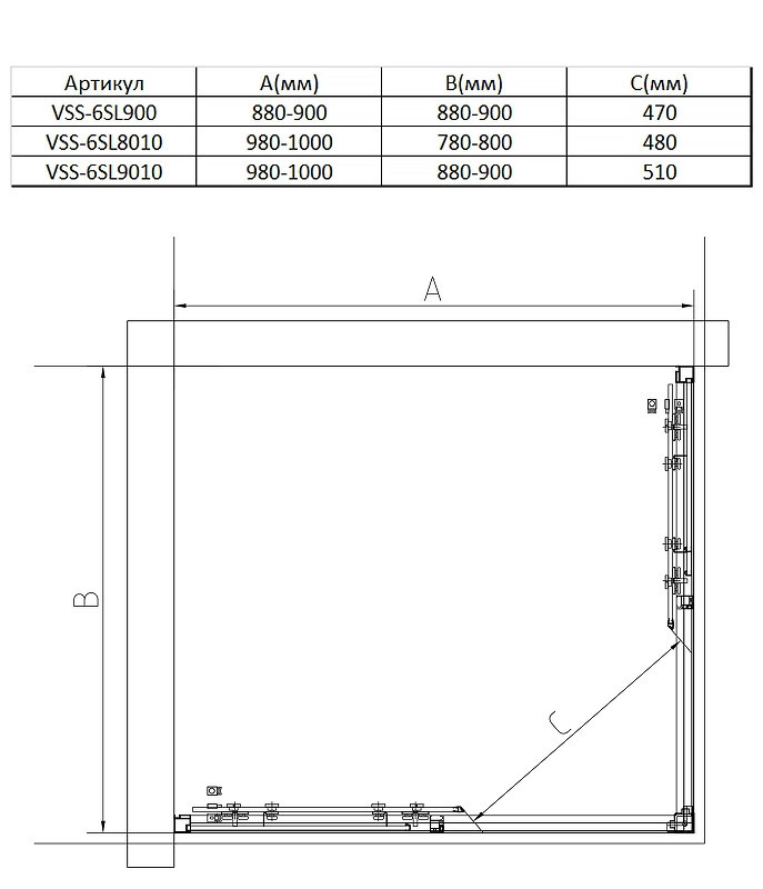 Душевой уголок Vincea Slim 8mm 100х80 VSS-6SL8010CL