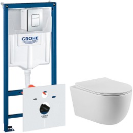 Комплект унитаза Vincea Evo Rimless VT1-34S с инсталляцией Grohe Rapid SL 38775001