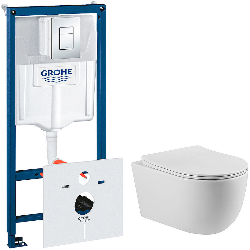 Комплект унитаза Vincea Evo Rimless VT1-34S с инсталляцией Grohe Rapid SL 38775001