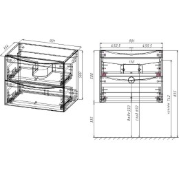 Тумба под раковину Vincea Mia Slim 90 VMC-2MC900S1GW подвесная