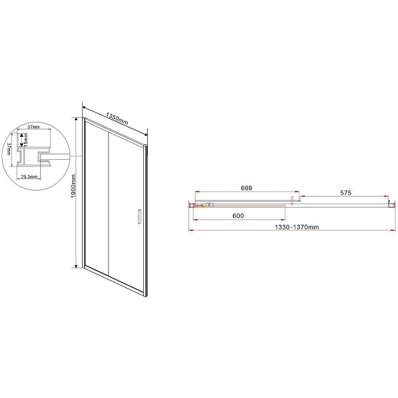 Душевая дверь Vincea Garda 135 VDS-1G135CL