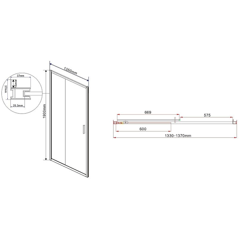 Душевая дверь Vincea Garda 135 VDS-1G135CLB