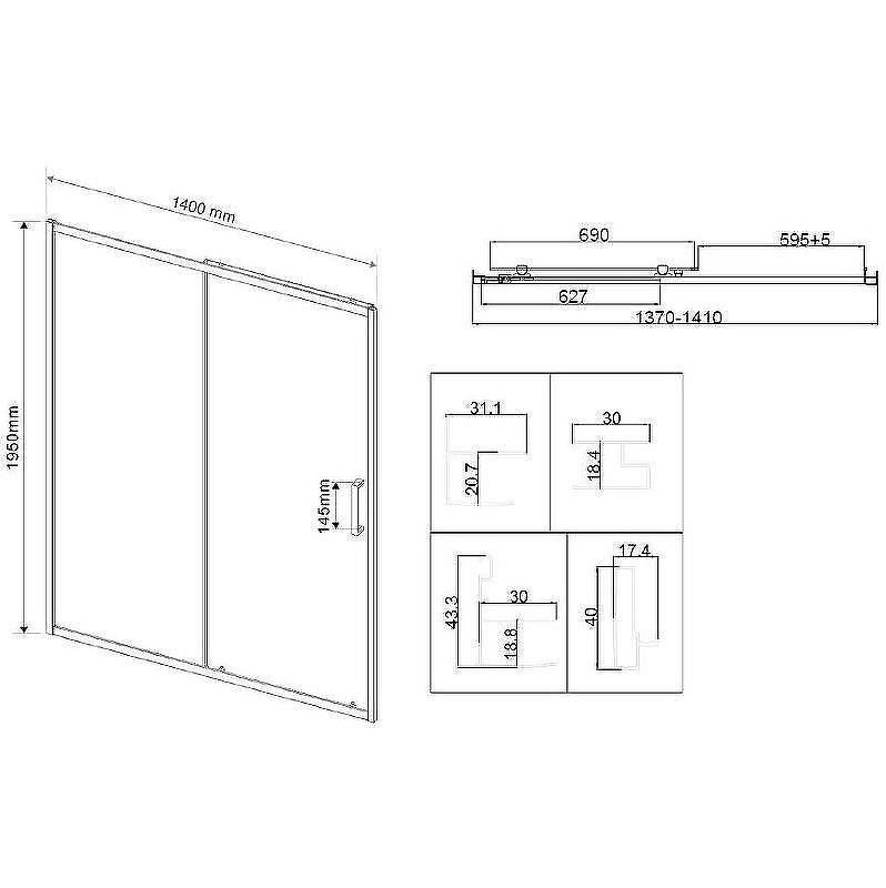 Душевая дверь Vincea City 140 VDS-5CT140MT