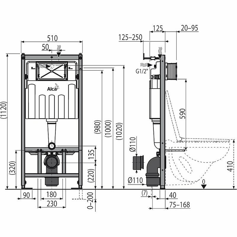 Комплект унитаза Vincea Globo VT1-14S с инсталляцией Alcaplast Sadromodul AM101/1120-3:1 RU M71-0001