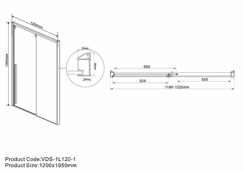 Душевая дверь Vincea Lugano 120 VDS-1L120CGB-1