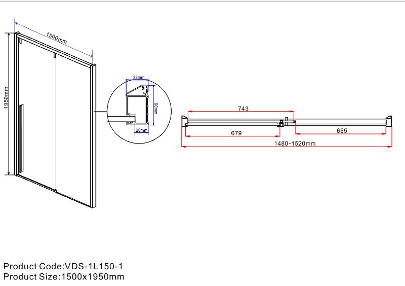 Душевая дверь Vincea Lugano 150 VDS-1L150CL-1