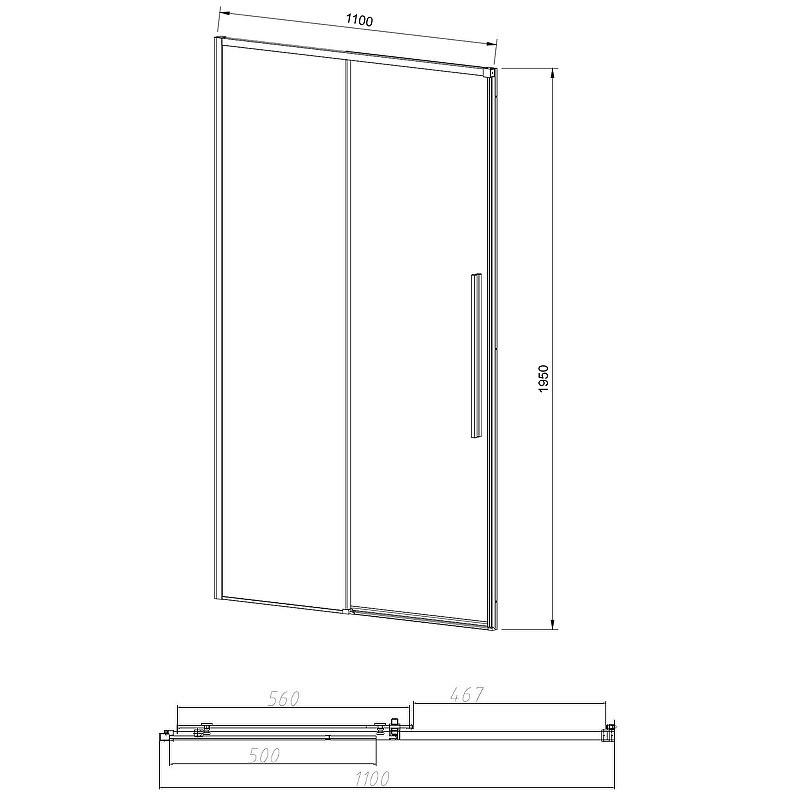 Душевая дверь Vincea Slim-N 110 VDS-4SN110CGB