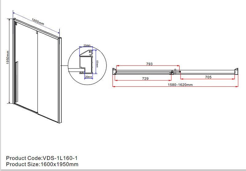 Душевая дверь Vincea Lugano 160 VDS-1L160CL-1