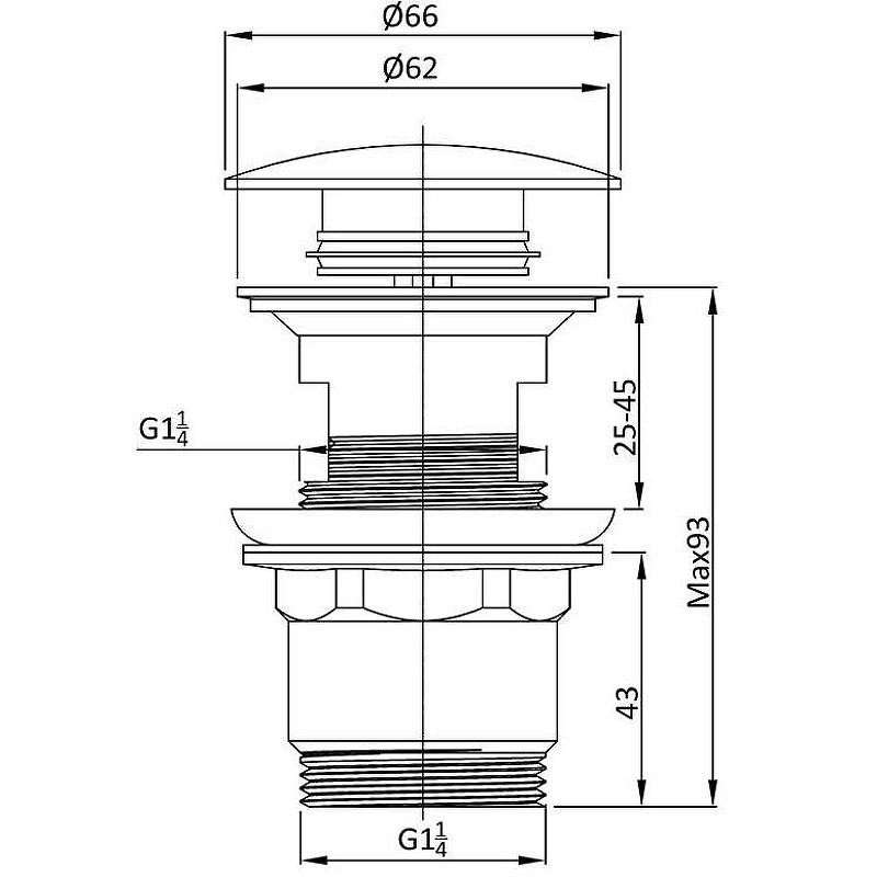 донный клапан Vincea DPU-1B01GM click-clack