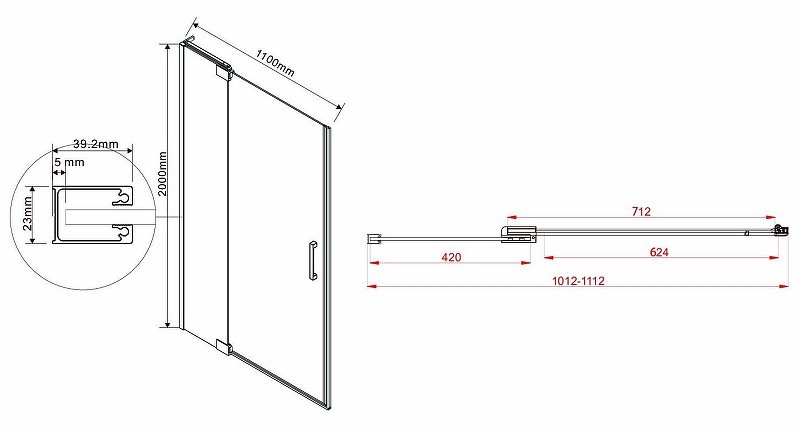 Душевая дверь Vincea Extra 110 VDP-1E1011CLB