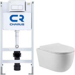 Комплект унитаза Vincea Evo Rimless VT1-34S с инсталляцией Charus City CR.200.21.01