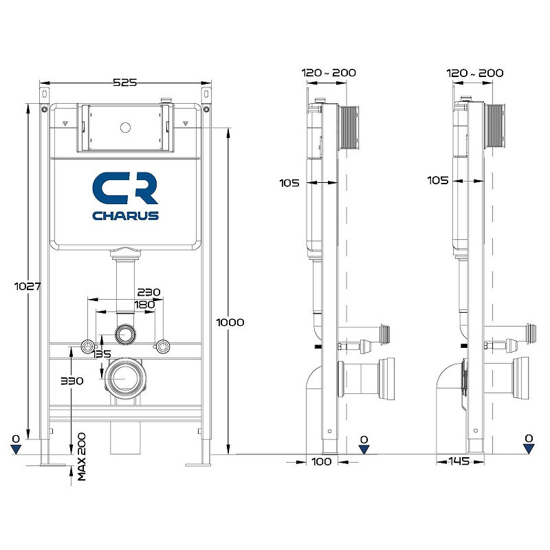 Комплект унитаза Vincea Evo Rimless VT1-34S с инсталляцией Charus City CR.200.21.01