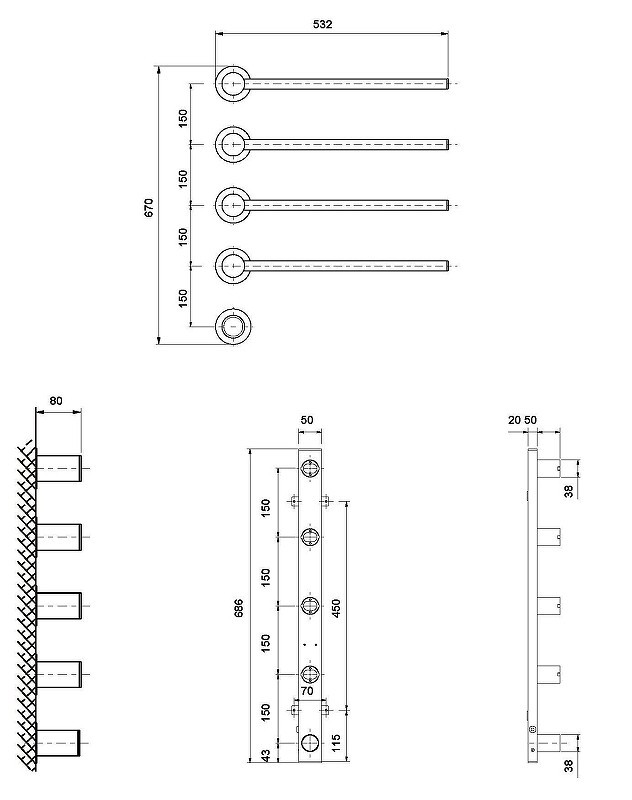 Электрический полотенцесушитель Vincea VTD-2H1MB