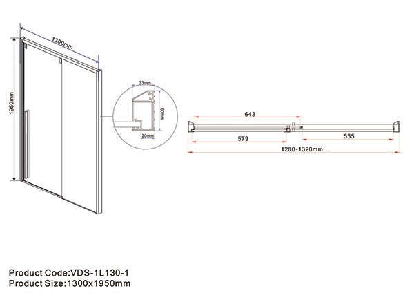 Душевая дверь Vincea Lugano 130 VDS-1L130CL-1