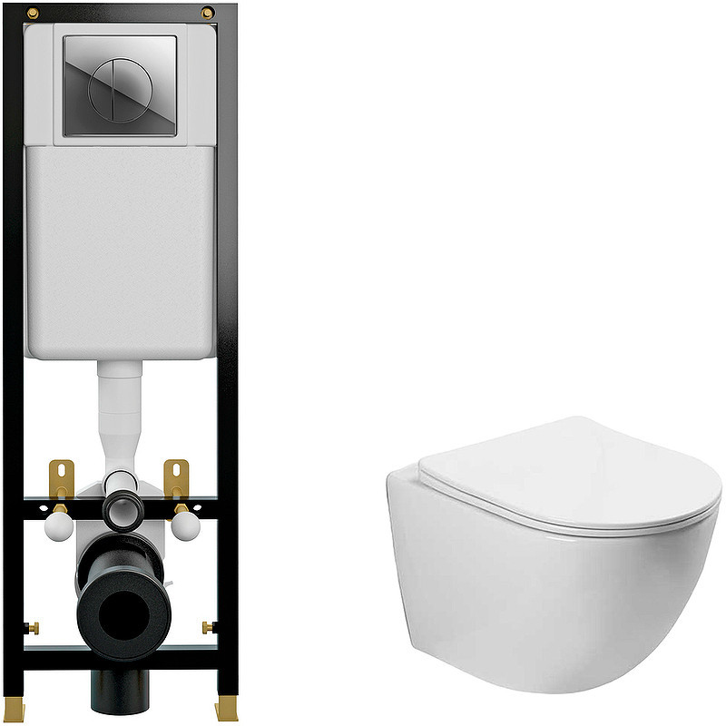 Комплект унитаза Vincea Globo VT1-14S с инсталляцией Cersanit Black 35 S-IN-BLACK-Cg-w