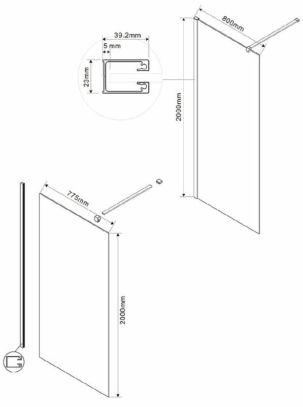 Душевая перегородка Vincea Walk-In 80 VSW-1H800CLG
