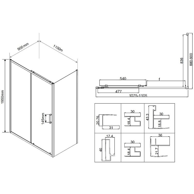 Душевой уголок Vincea City 110x90 VSR-5CT9011CL
