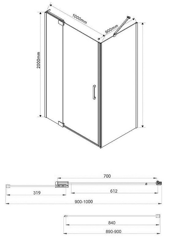 Душевой уголок Vincea Extra 100х90 VSR-1E901090CLB