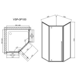 Душевой уголок Vincea Penta 100x100 VSP-3P100CLGM