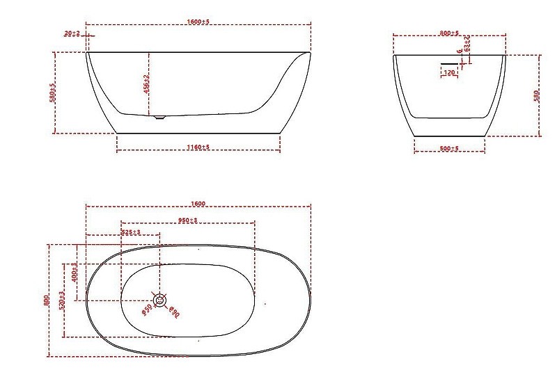 Акриловая ванна Vincea 160x80 VBT-601-1600