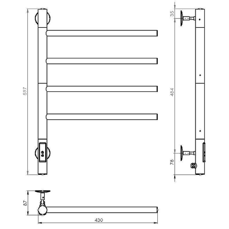 Электрический полотенцесушитель Vincea 43х60 VTD-1S1CBE