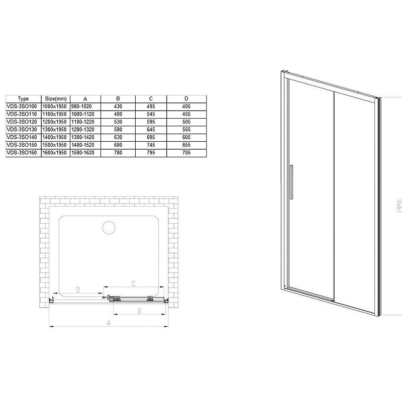 Душевая дверь Vincea Soft 130 VDS-3SO130CLB