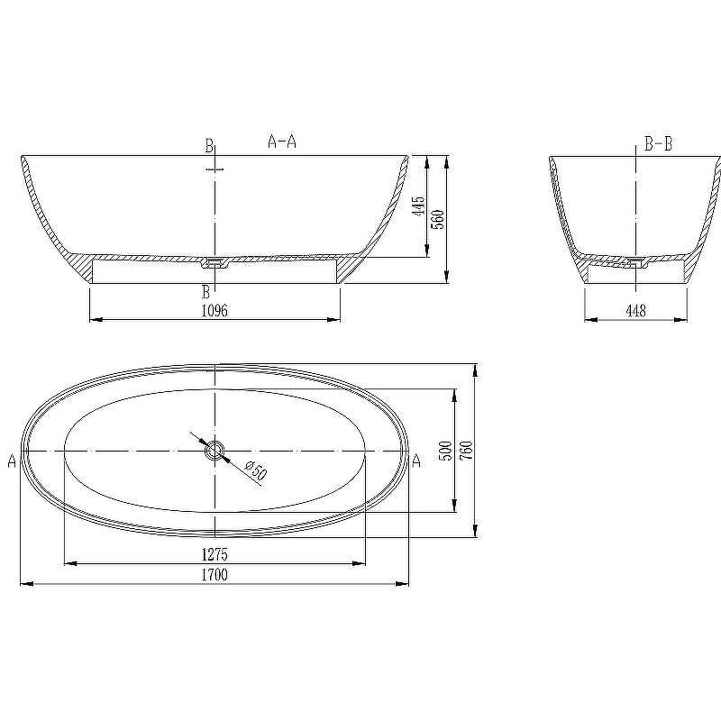 Ванна из искусственного камня Vincea 170x76 VBT-4S01MW
