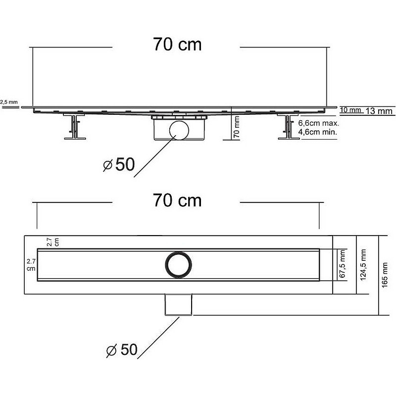 душевой лоток Vincea Optima 70 SAY.601.70.B.M.S.NSNGH