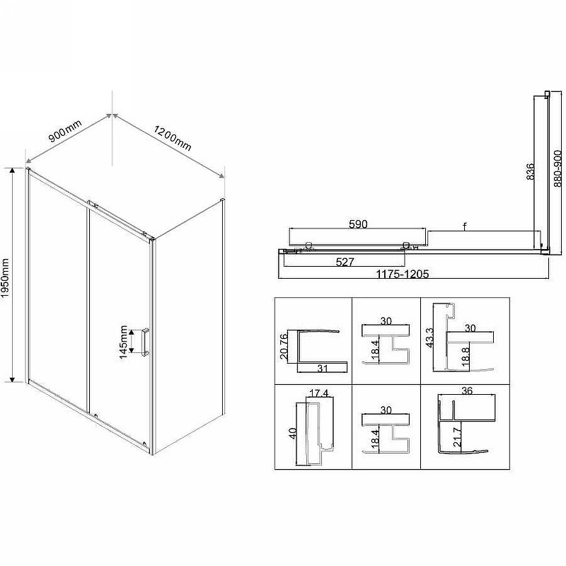 Душевой уголок Vincea City 120х90 VSR-5CT9012CLB