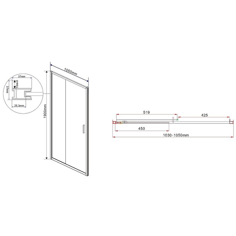 Душевая дверь Vincea Garda 105 VDS-1G105CLGM