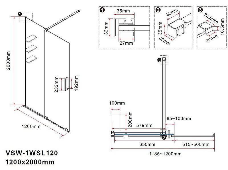 Душевая перегородка Vincea Walk-In 120 VSW-1WSL120CLGM