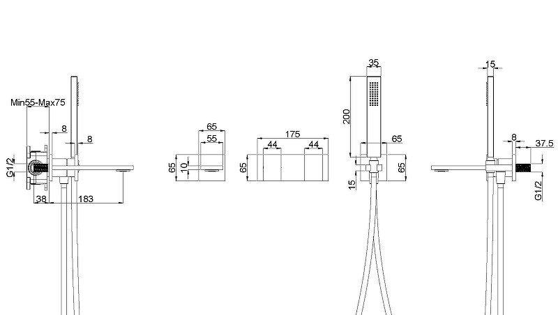 Смеситель для ванны Vincea Дайс (Dice) VBTW-6D1BG