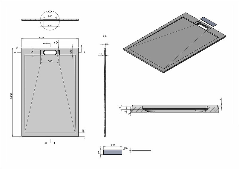 Душевой поддон из искусственного камня Vincea 140x90 VST-4SRL9014W