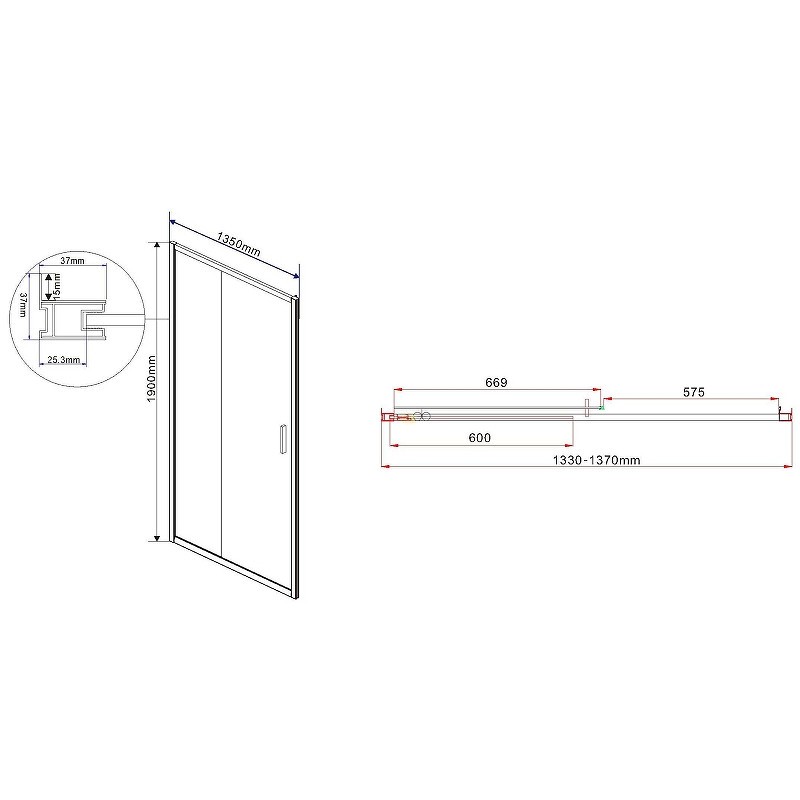 Душевая дверь Vincea Garda 135 VDS-1G135CLGM