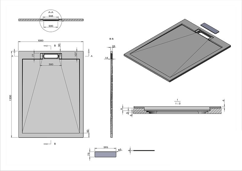 Душевой поддон из искусственного камня Vincea 120х100 VST-4SRL1012G