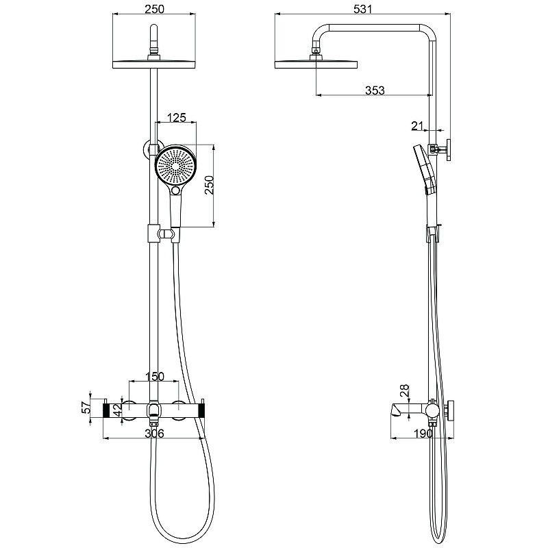 Душевая система Vincea Rim VSFS-2RM1BG