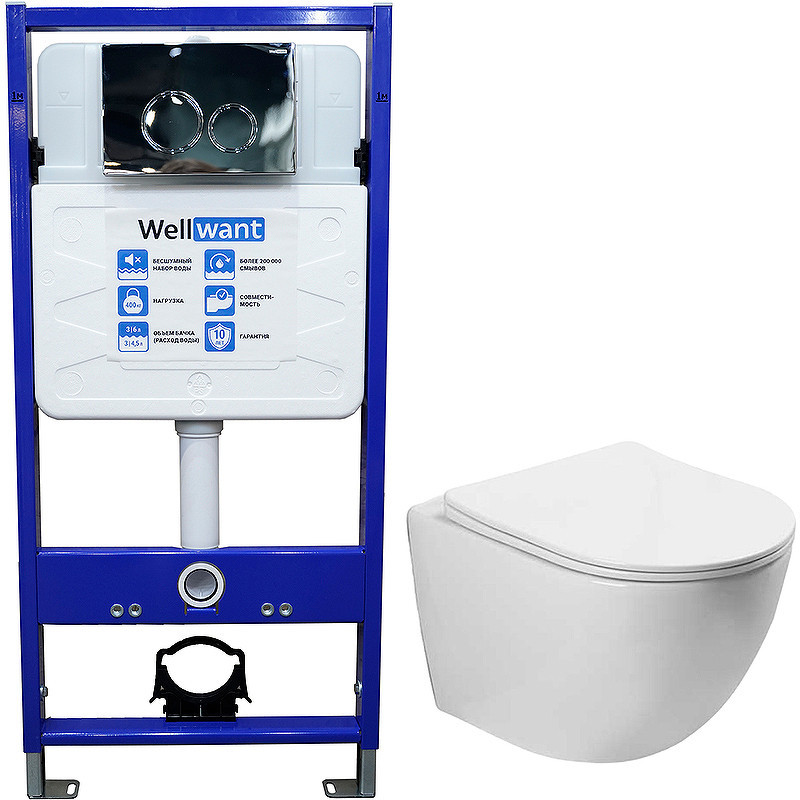 Комплект унитаза Vincea Globo VT1-14S с инсталляцией WellWant Standart 50 WWISI1110B