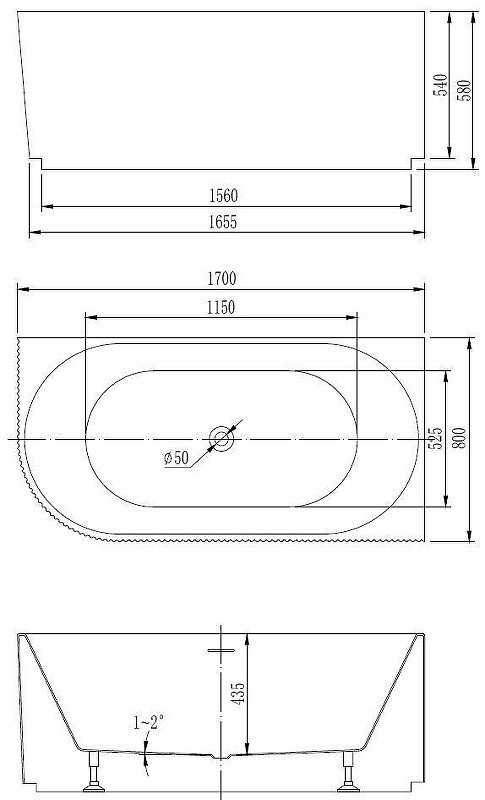 Акриловая ванна Vincea 170х80 VBT-428-1700R