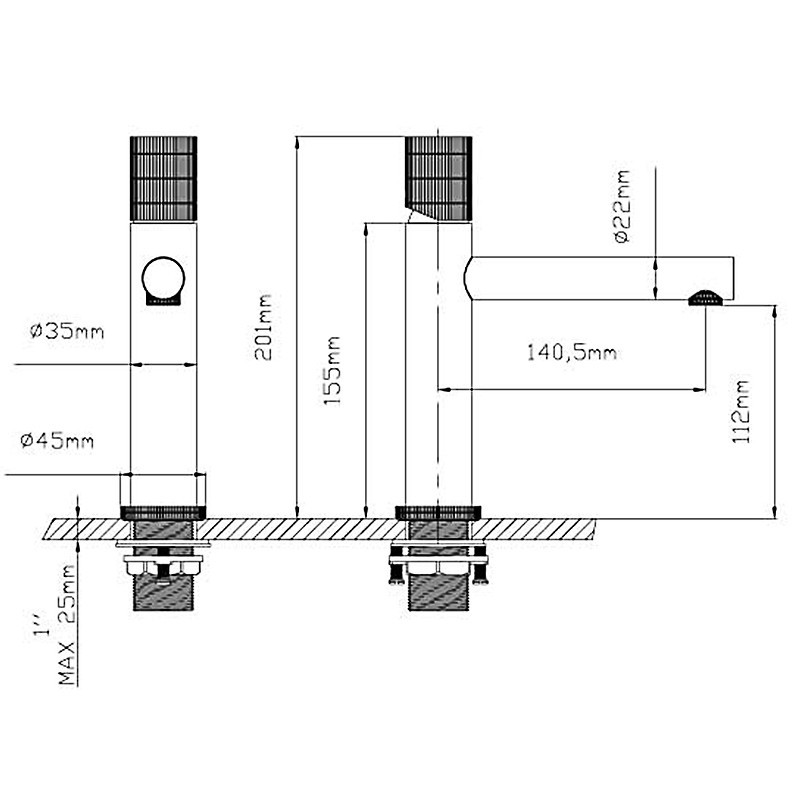 Смеситель для раковины Vincea Groove VBF-4G1MB