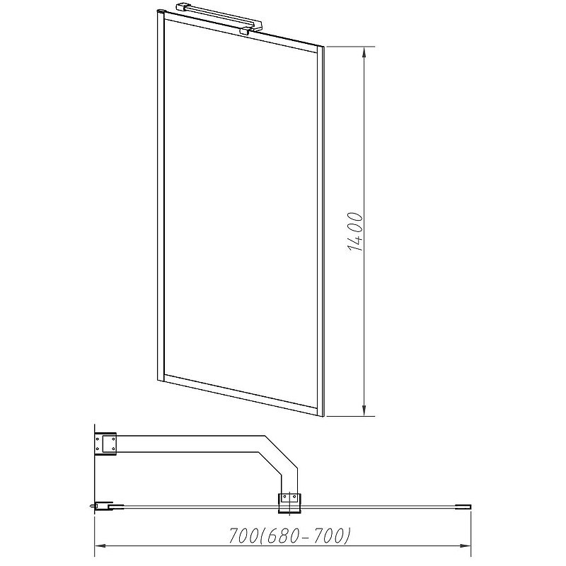 Шторка на ванну Vincea 70x140 VSB-41700FLGM