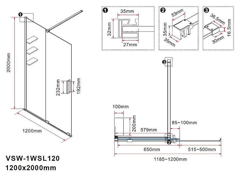 Душевая перегородка Vincea Walk in WSL 120 VSW-1WSL120CGGM