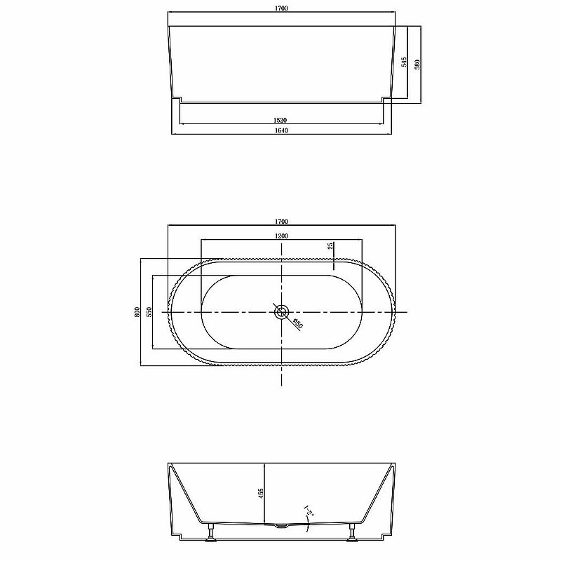 Акриловая ванна Vincea 170x80 VBT-426-1700MW