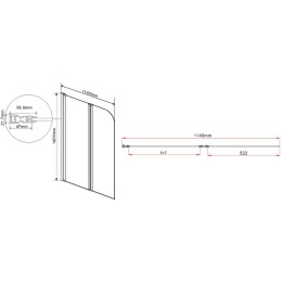 Шторка на ванну Vincea 114x140 VSB-12114CLGM