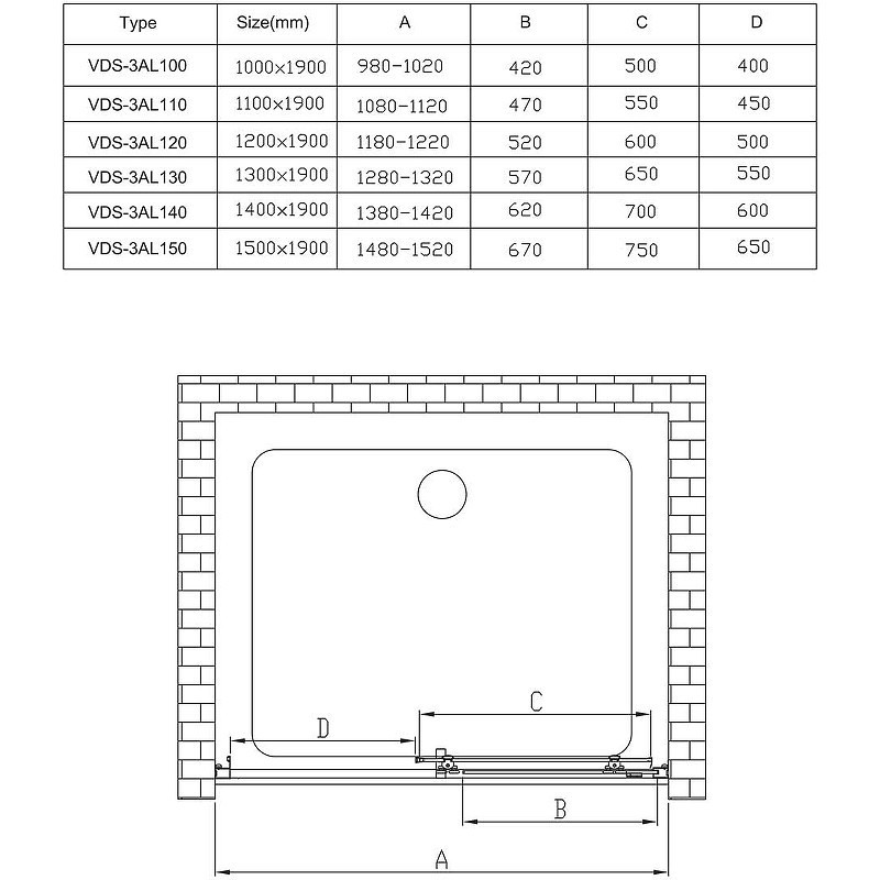 Душевая дверь Vincea Alpha 120 VDS-3AL120CLB